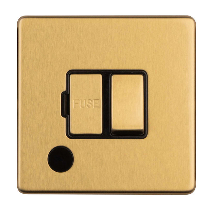 Satin brass switched fuse spur with flex output