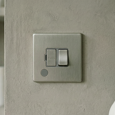 Switched Fuse Spur with Flex Outlet in Stainless Steel Cut Out