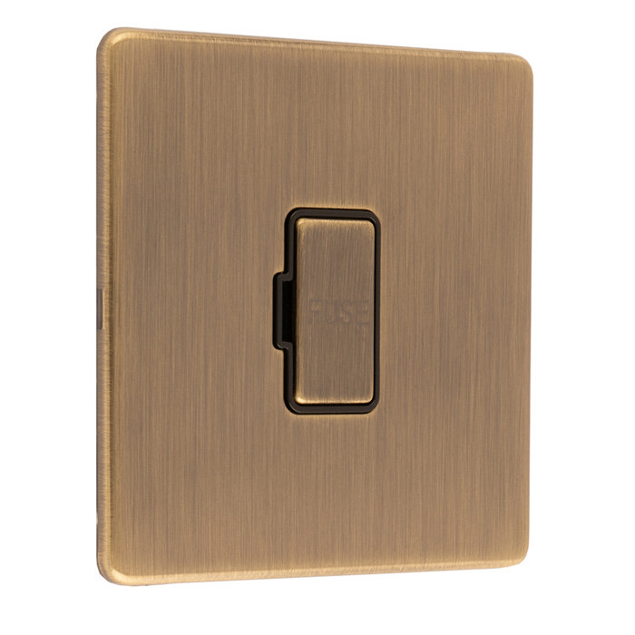 Antique brass unswitched fuse spur side angle