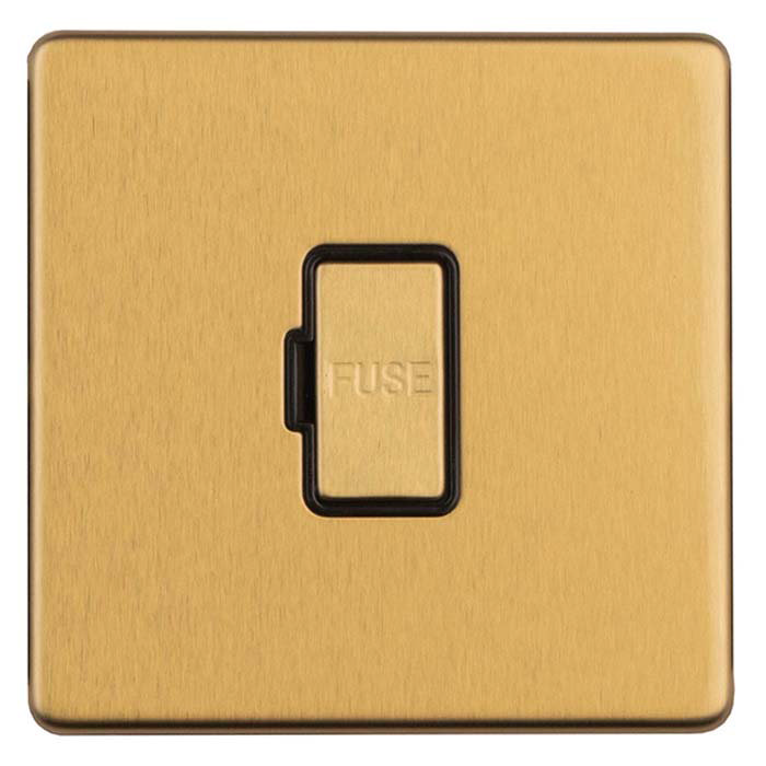 Unswitched Fuse Spur Satin Brass Cut Out