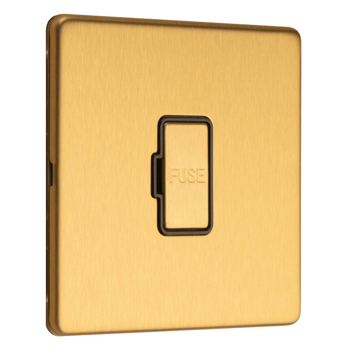 Satin brass unswitched fuse spur side angle