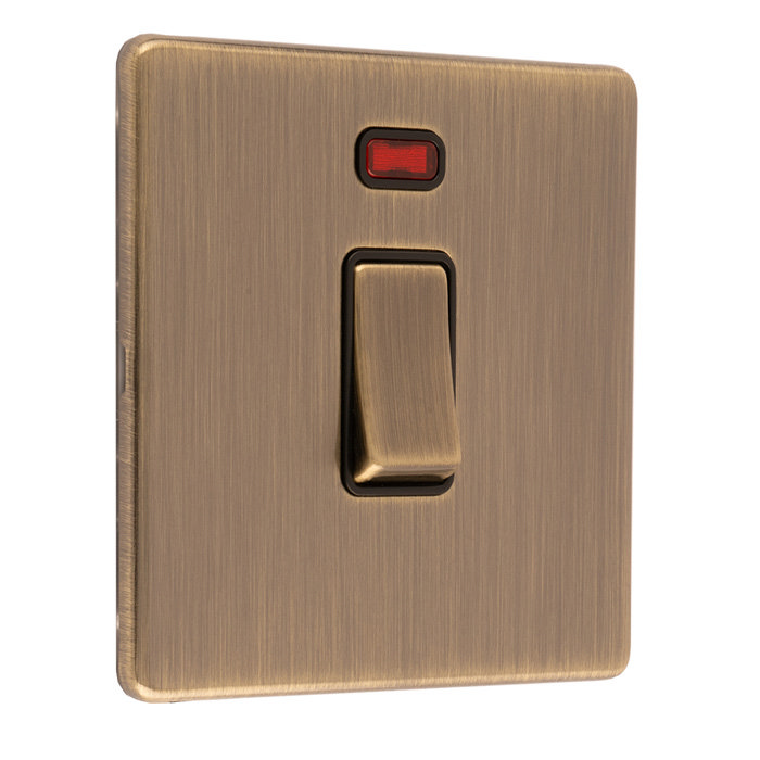 Antique brass DP switch with neon side view