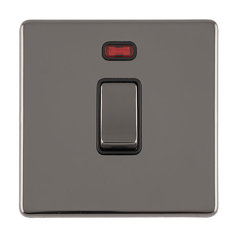 Black nickel double pole switch with neon