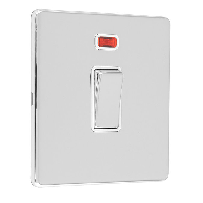 Polished chrome double pole switch side angle