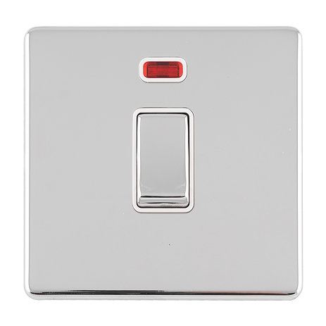 Polished chrome double pole switch with neon light