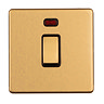 Satin brass double pole switch with neon