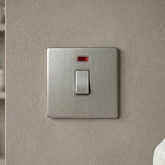 Double Pole Switch with Neon Light in Stainless Steel