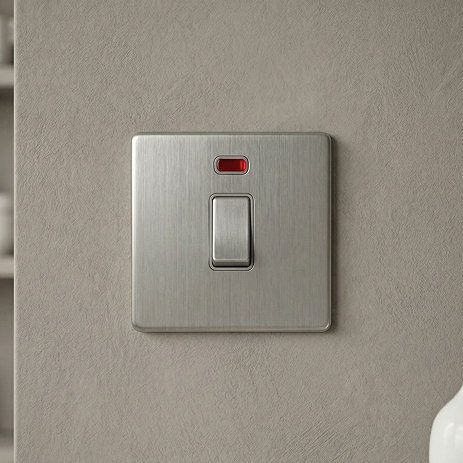 Double Pole Switch with Neon Light in Stainless Steel