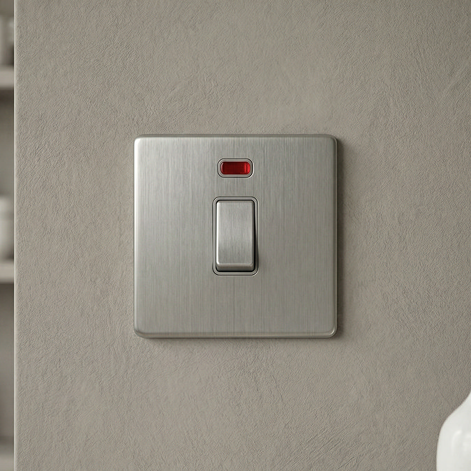 Double Pole Switch with Neon Light in Stainless Steel