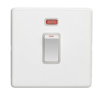 White 20A Double Pole Switch With Neon