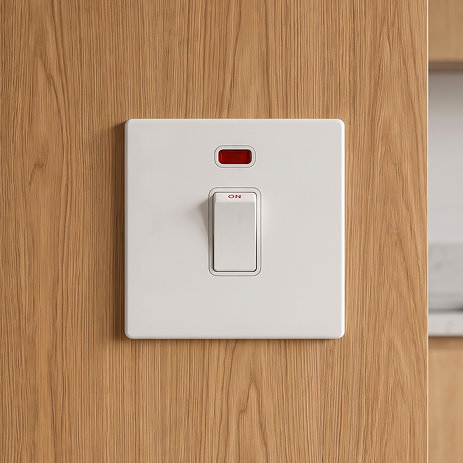 White 20A Double Pole Switch With Neon