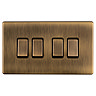 Antique brass 4 gang light switch cut out