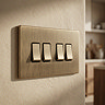Antique brass 4 gang light switch lifestyle