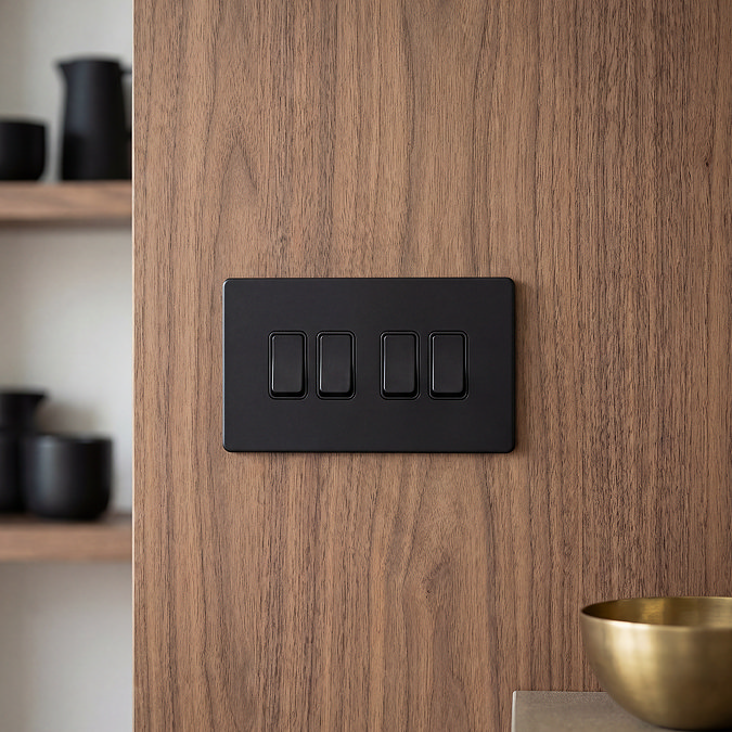 4 Gang Switch in Matt Black Zoom Out