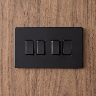 4 Gang Switch in Matt Black