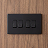 4 Gang Switch in Matt Black