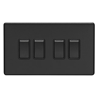Matt Black 4 gang light switch