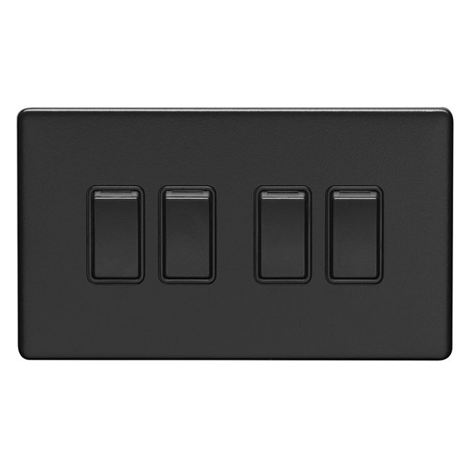 Matt Black 4 gang light switch