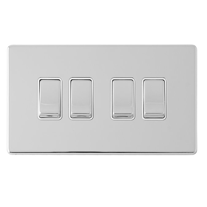 4 Gang Light Switch Polished Chrome Cut Out