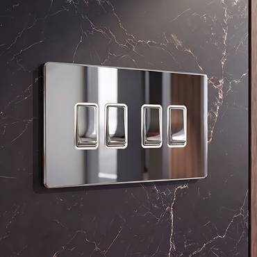4 Gang Light Switch Polished Chrome Cut Out