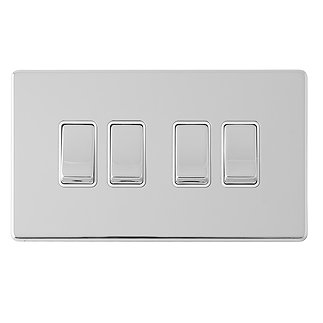 Polished chrome 4 gang light switch