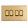 4 Gang Light Switch Satin Brass Cut Out