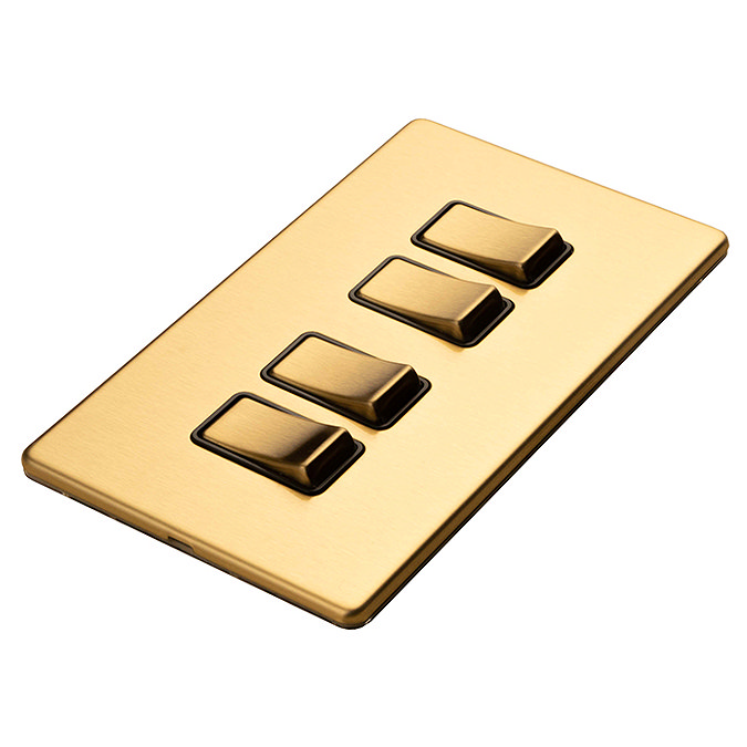 Satin brass 4 gang light switch flat