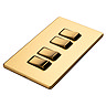 Satin brass 4 gang light switch flat