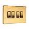 Satin brass 4 gang light switch side angle
