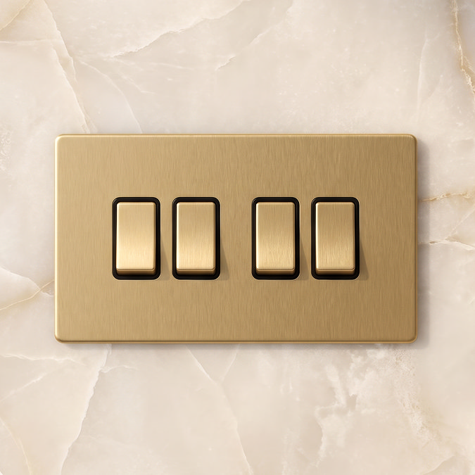 4 Gang Light Switch Satin Brass Lifestyle