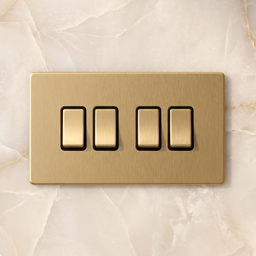4 Gang Light Switch Satin Brass Cut Out