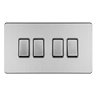 4 Gang Light Switch in Stainless Steel Cut Out