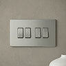4 Gang Light Switch in Stainless Steel