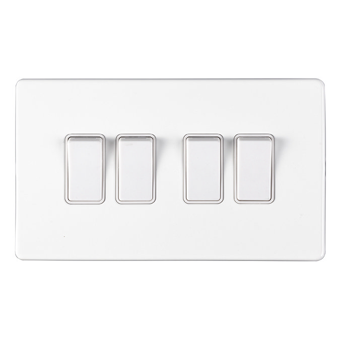 White 4 Gang Light Switch Cut Out
