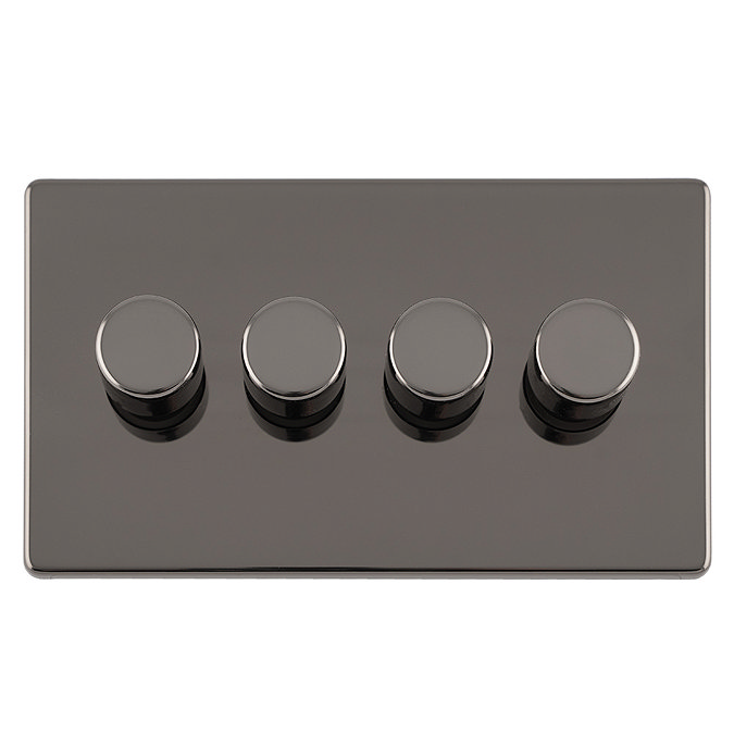 Black nickel 4 gang dimmer light switch cut out