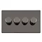 Black nickel 4 gang dimmer light switch cut out