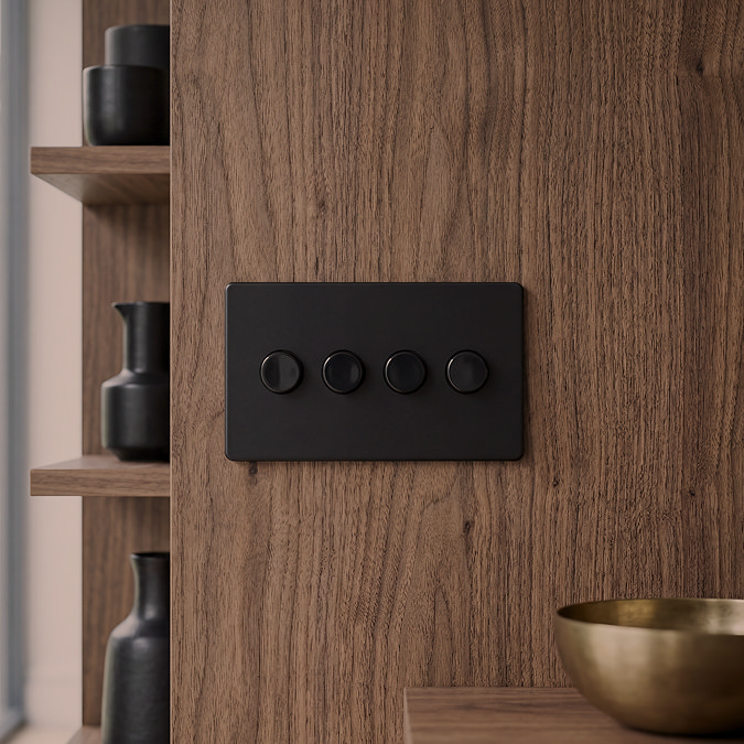4 Gang Dimmer Switch in Matt Black Zoom Out