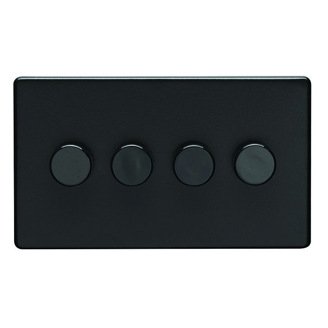 4 Gang Dimmer Switch in Matt Black Cut Out