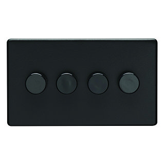 Matt black 4 gang dimmer light switch cut out