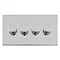 Polished chrome 4 gang dimmer light switch cut out