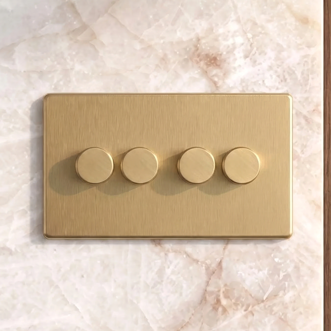4 Gang Dimmer Switch Satin Brass Lifestyle