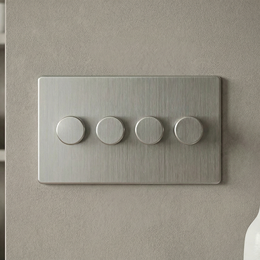 4 Gang Dimmer Switch in Stainless Steel Cut Out