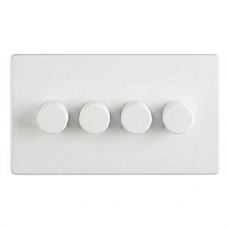 White 4 gang dimmer light switch cut out