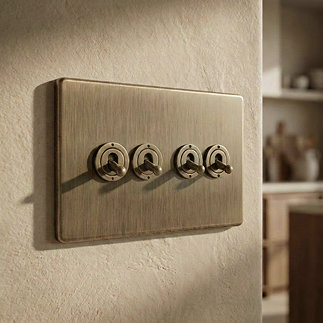 Antique brass 4 gang toggle switch lifestyle