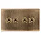 4 Gang Toggle light switch antique brass cut out