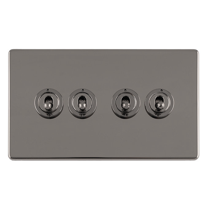Black nickel 4 gang toggle light switch cut out