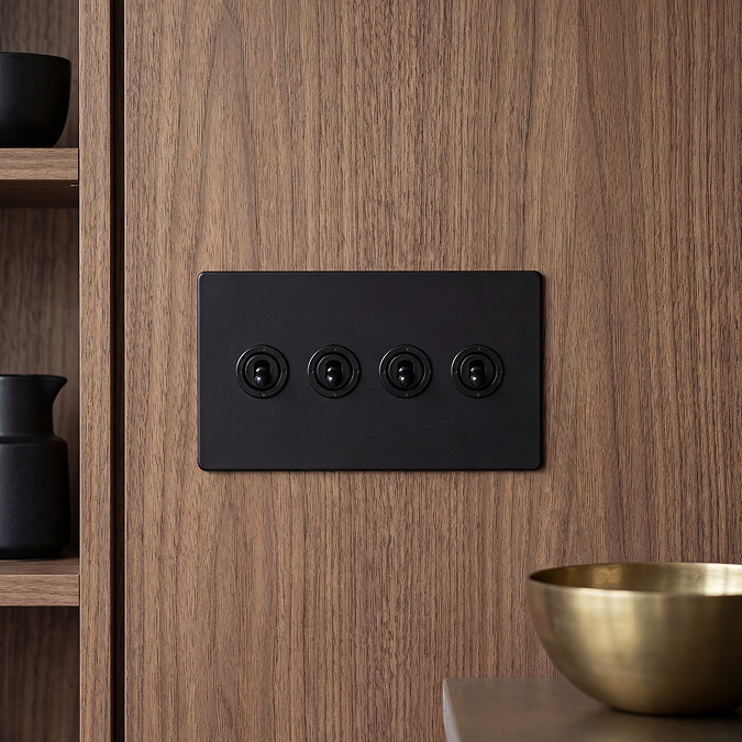 4 Gang Toggle Switch in Matt Black Zoom Out