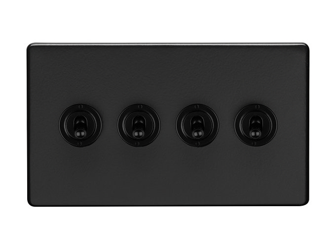 4 Gang Toggle Switch in Matt Black Cut Out