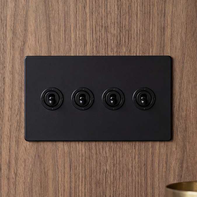 4 Gang Toggle Switch in Matt Black