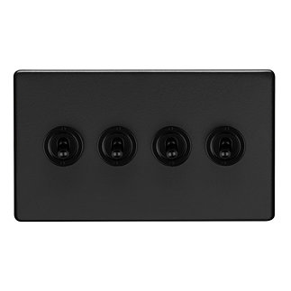 Matt black 4 gang toggle light switch cut out